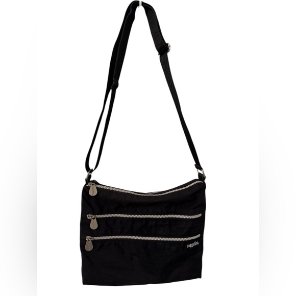 Baggallini Handbags - Baggallini Bag Black Nylon Crossbody Bag Triple Zip Travel Purse